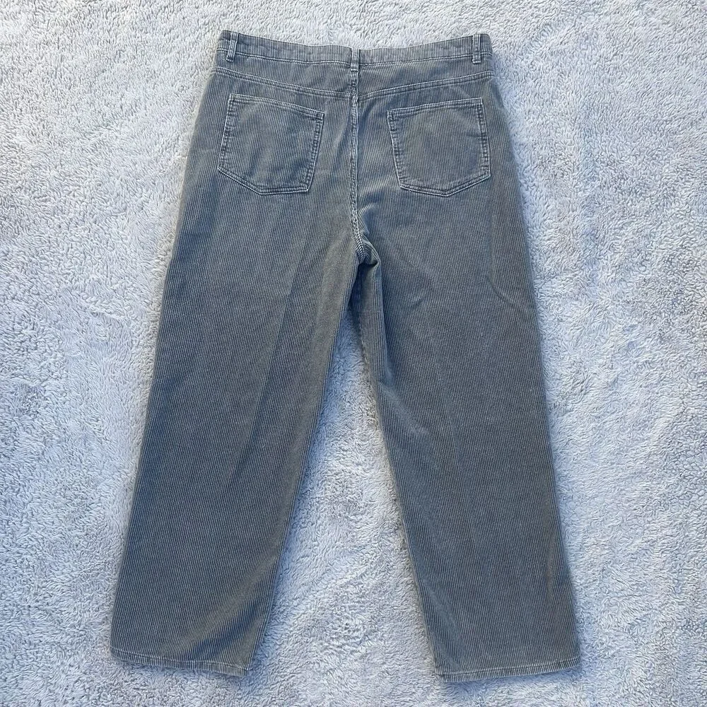 ZARA Men’s Relaxed Baggy Straight Fit Corduroy Pants Gray 36X30 100% Cotton